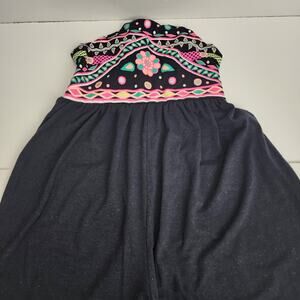 Fab Kids Black Colorful V-Strap Elastic Top Romper Children's Girls Size LG